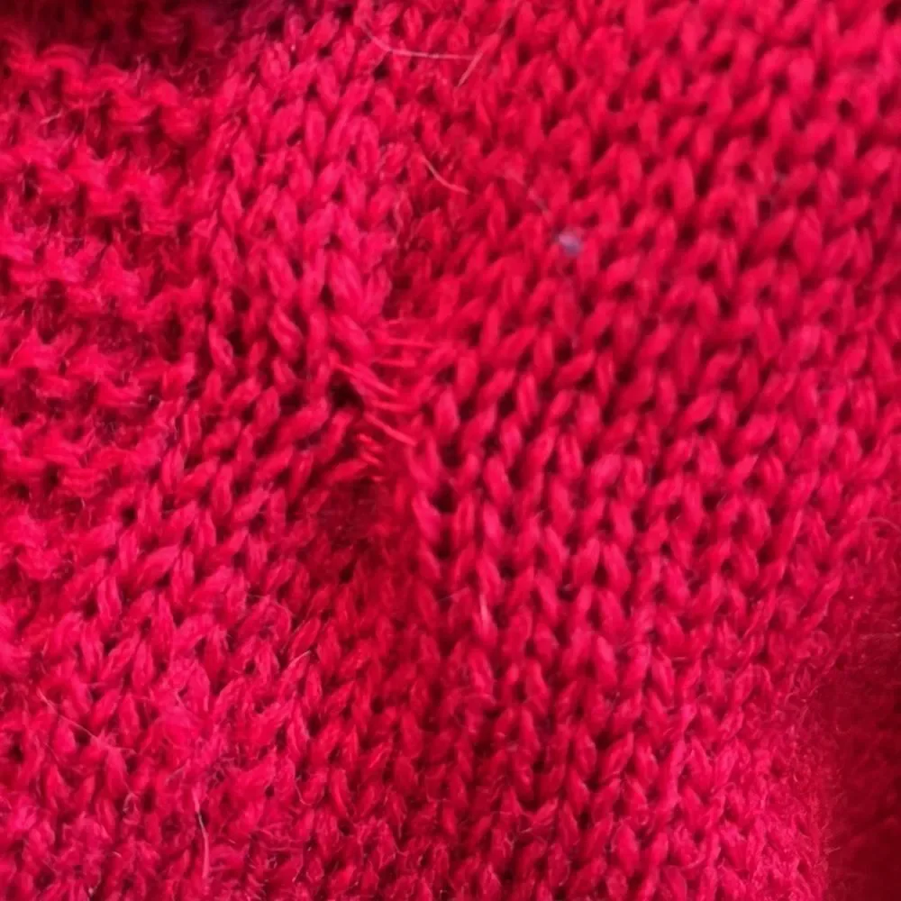 Vtg red, white & blue knit wool yarn‎ unisex winter pants with stirrups